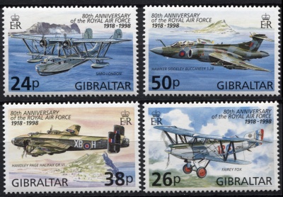 Гибралтар. 1998. 80 лет Королевским Военно-Воздушным Силам (Серия. MNH OG)
