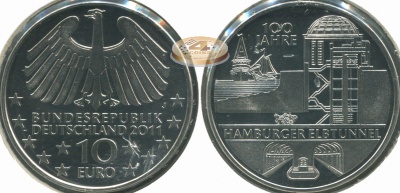 Германия. 10 евро. 2011.J (Proof-Like)