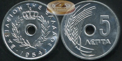 Греция. 5 лепта. 1954 (Unc)