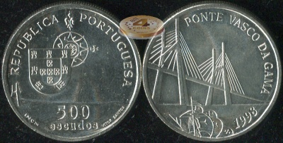 Португалия. 500 эскудо. 1998 (Unc. Серебро)