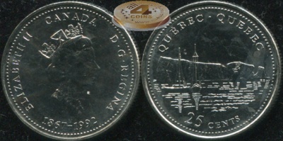 Канада. 25 центов. 1992 (Unc)