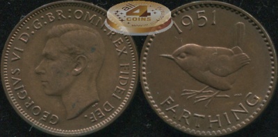 Великобритания. 1 фартинг. 1951. (Unc/aUnc)