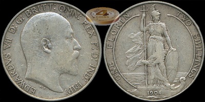 Великобритания. 1 флорин. 1904 (VF. Серебро)