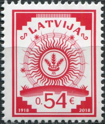 Латвия. 2018. Столетие первой латвийской почтовой марки (Почтовая марка. MNH OG)