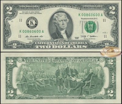 США. 2 доллара (Unc) 2009.K