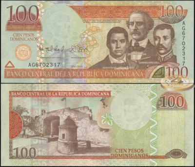 Доминиканская республика. 100 песо доминикано (Unc) 2012