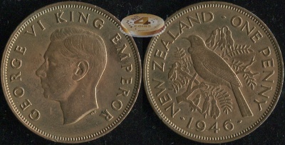 Новая Зеландия. 1 пенни. 1946 (Unc)
