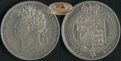 Великобритания. 1 шиллинг. 1824 (VF+/VF. Серебро)