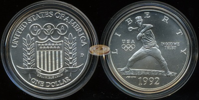 США. 1 доллар. 1992.D (Unc. Серебро)