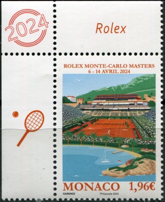 Монако. 2024. Чемпионат Rolex Monte - Carlo Masters по теннису (I) (Почтовая марка. MNH OG)