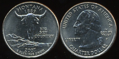США. Квотер (25 центов). 2007.P (Unc) Монтана