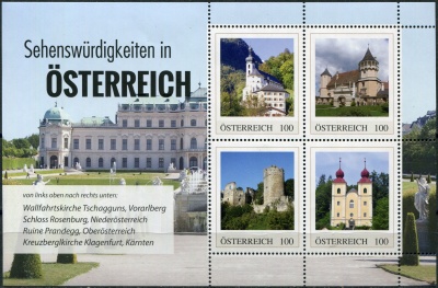 Австрия. 2023. Достопримечательности Австрии (Почтовый блок. MNH OG)