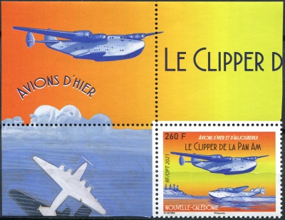 Новая Каледония. 2021. Гидросамолёт Boeing 314 Clipper (Почтовая марка. MNH OG)