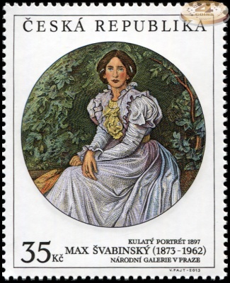 Чехия. 2013. Круглый портрет. Макс Швабинский [1873-1962] (Почтовая марка. MNH OG)
