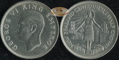 Новая Зеландия. 1/2 кроны. 1940 (Unc. Серебро)