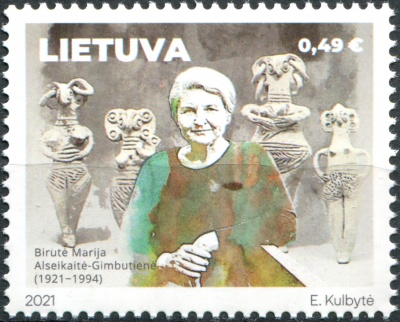 Литва. 2021. 100-летие со дня рождения Марии Бируте Алсейкайте-Гимбутене (Почтовая марка. MNH OG)