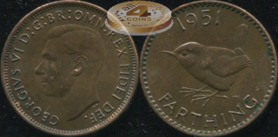 Великобритания. 1 фартинг. 1951. (Unc/aUnc)