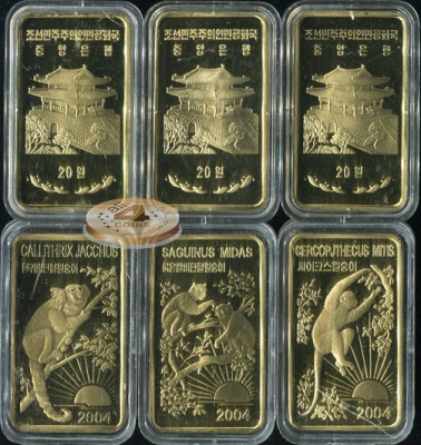 Корея, Северная [КНДР]. Набор №5 (Proof. 3 монеты) 2004