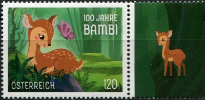 Австрия. 2023. 100-летие Бэмби (V) (Почтовая марка. MNH OG)