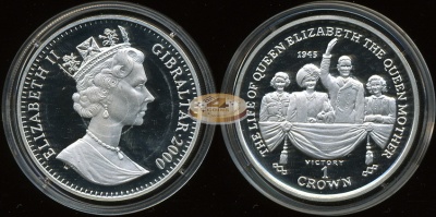 Гибралтар. 1 крона. 2000 (Proof. Серебро)
