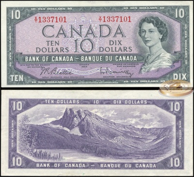 Канада. 10 долларов (Unc) 1954