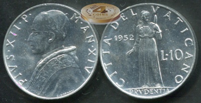Ватикан. 10 лир. 1952 (Unc)