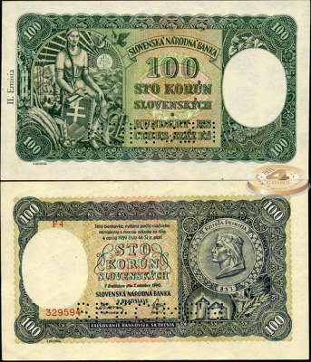 Словакия. 100 крон (Unc-) 1940