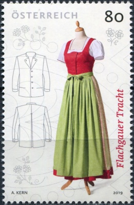 Австрия. 2019. Костюм Флахгау (Почтовая марка. MNH OG)