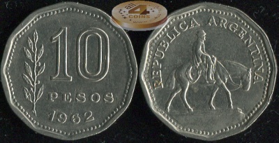 Аргентина. 10 песо. 1962