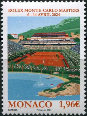 Монако. 2024. Чемпионат Rolex Monte - Carlo Masters по теннису (Почтовая марка. MNH OG)