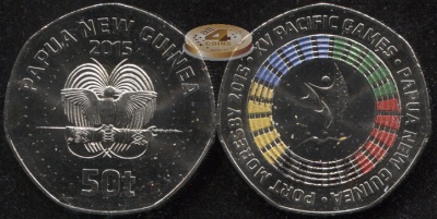 Папуа Новая Гвинея. 50 тоеа. 2015 (Unc. Эмаль)