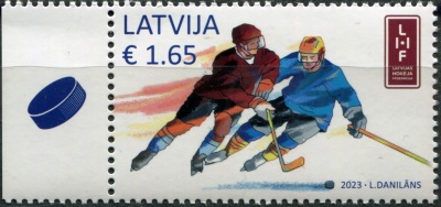 Латвия. 2023. Чемпионат мира по хоккею с шайбой (Почтовая марка. MNH OG)