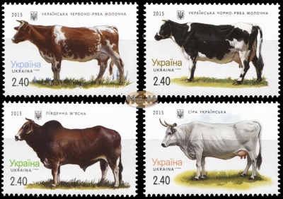 Украина. 2015. Мясные и молочные породы коров (Серия. MNH OG)