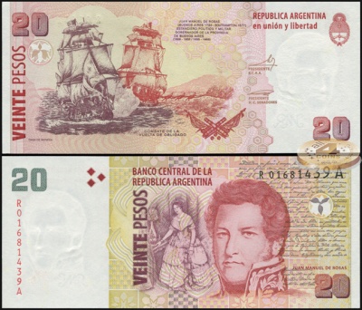 Аргентина. 20 песо (Unc. Replacement) 2010