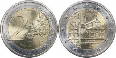 Германия Монета 2 евро. 2013.J (Unc. Биметалл) Федеральные земли Германии. Баден-Вюртемберг