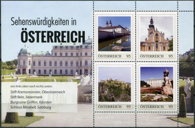 Австрия. 2023. Достопримечательности Австрии (Почтовый блок. MNH OG)