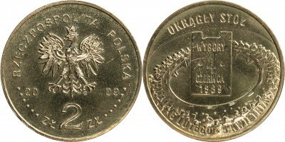 Польша. Монета 2 злотых. 2009 (KM#Y.680. Unc) Всеобщие выборы 4 июня 1989 года