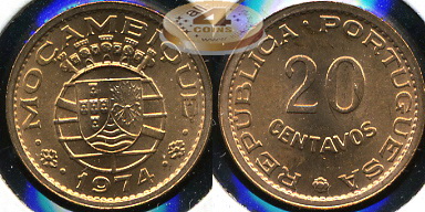 Мозамбик (Португальский). 20 центаво. 1974 (Unc)
