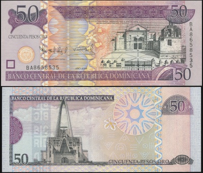 Доминиканская республика Банкнота 50 песо 2006 unc Бумага Кат# P.176a