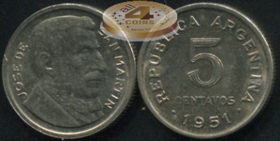 Аргентина. 5 центаво. 1951 (XF)