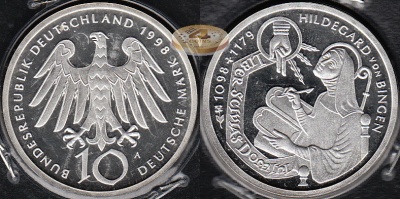 Германия (ФРГ). 10 марок. 1998 A (Proof. Серебро)