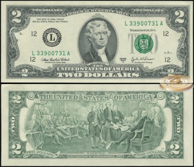 США. 2 доллара (Unc) 2003A.L