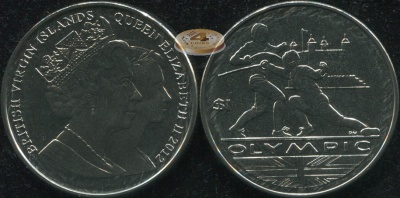 Британские Виргинские о-ва. Монета 1 доллар. 2012 (KM#422. Unc) Олимпиада. Фехтование