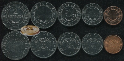 Боливия. Набор №2 (5 монет) 1997-2004