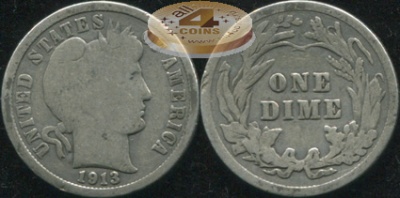 США. 10 центов (Дайм). 1913 (VG. Серебро)