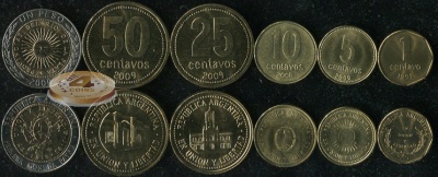 Аргентина. Набор №3 (6 монет. 1 биметалл) 1992-2011