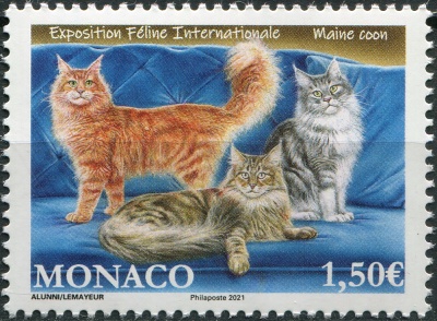 Монако. 2021. Международная выставка кошек, Монте-Карло (Почтовая марка. MNH OG)