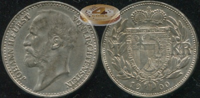 Лихтенштейн. 1 крона. 1900 (aUnc. Серебро)