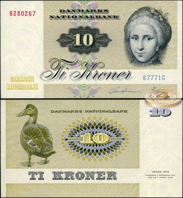 Дания. 10 крон (Unc) 1977