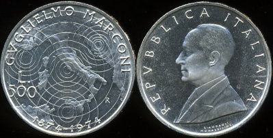 Италия. 500 лир. 1974 (Proof-. Серебро)